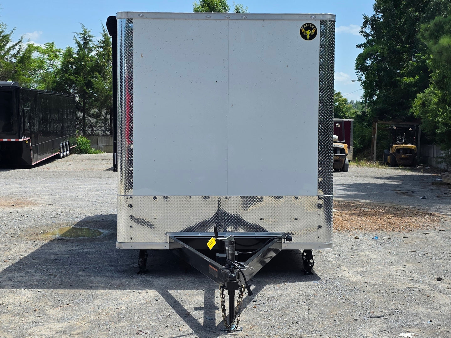 8.5' x 20' White Mobile Stage Trailer Front side picture 