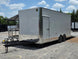 8.5' x 20' White Mobile Stage Trailer Open front right angle picture 