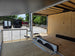 8.5' x 20' White Mobile Stage Trailer Porch front left angle picture 