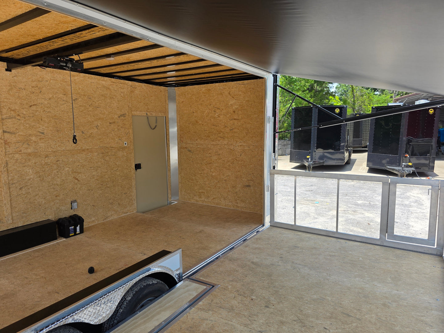 8.5' x 20' White Mobile Stage Trailer Porch right angle picture 