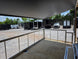 8.5' x 20' White Mobile Stage Trailer Porch front right angle picture 