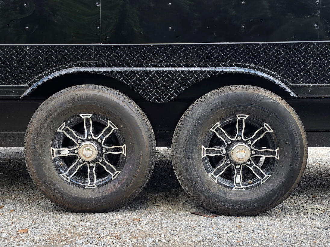 8.5' x 22' Black Deckover Mobile Stage Trailer with Blackout Package Axel picture 