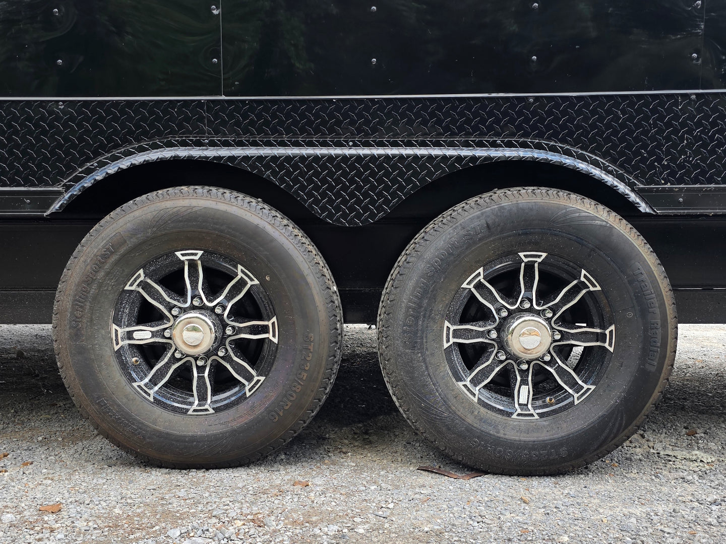 8.5' x 22' Black Deckover Mobile Stage Trailer with Blackout Package Axel picture 
