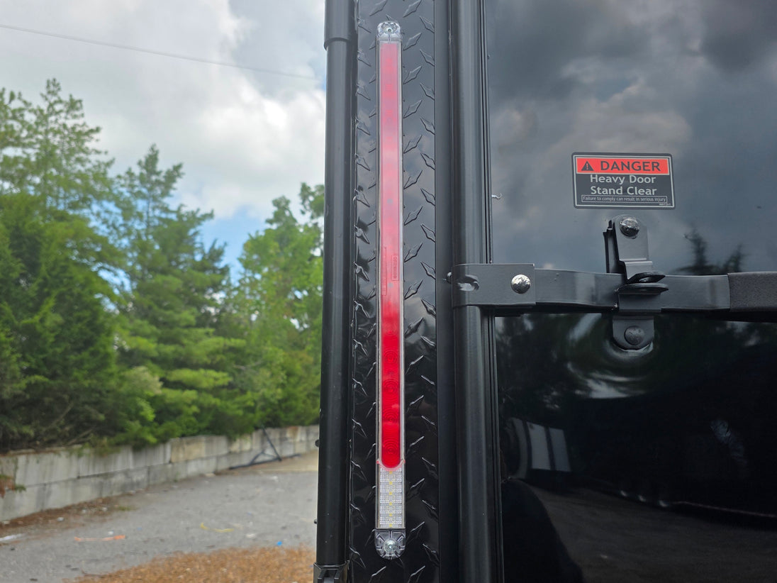 8.5' x 22' Black Deckover Mobile Stage Trailer with Blackout Package Brake light picture 
