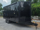 8.5' x 22' Black Deckover Mobile Stage Trailer with Blackout Package open front left angle picture 