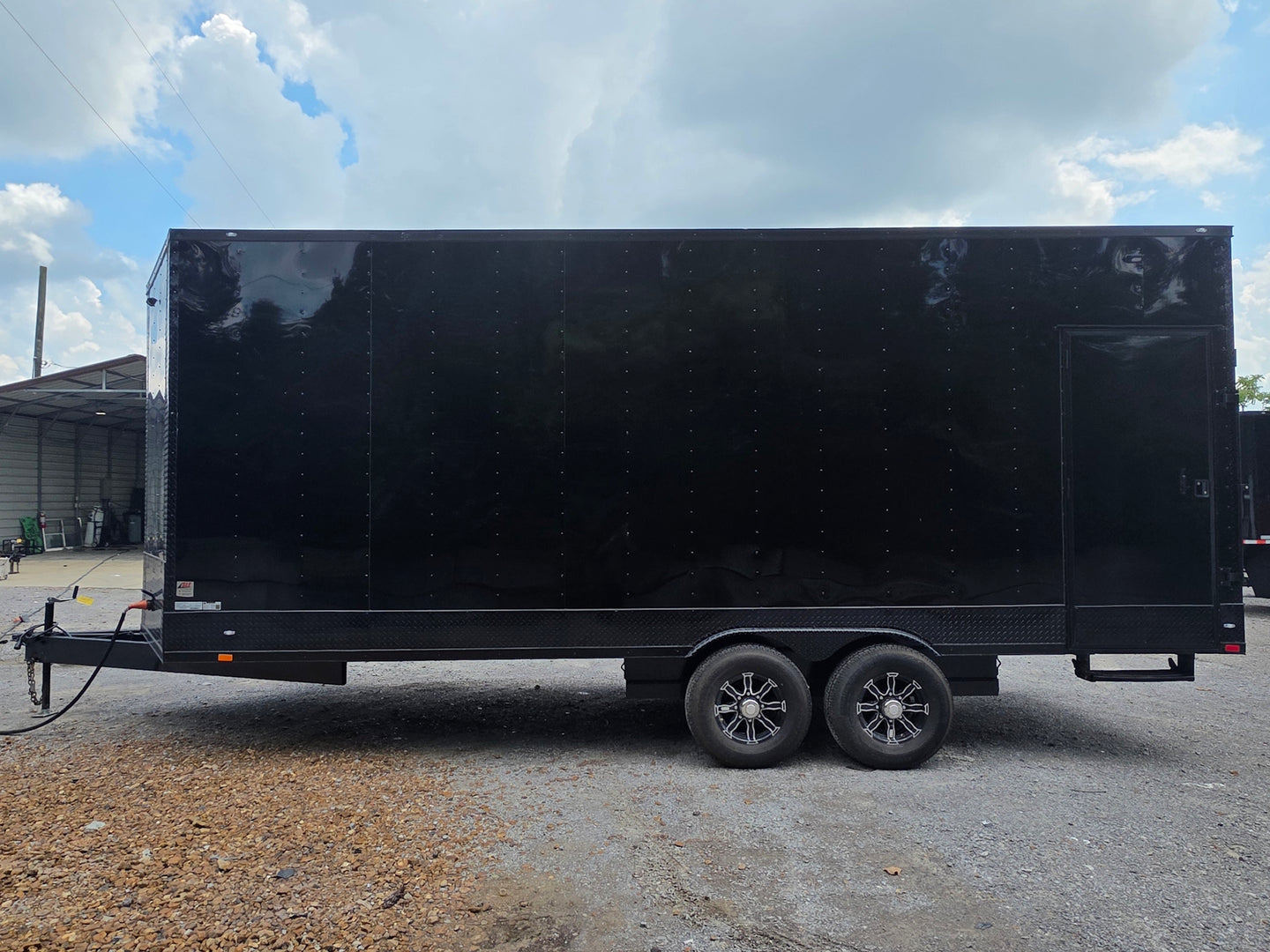 8.5' x 22' Black Deckover Mobile Stage Trailer with Blackout Package Right side picture 