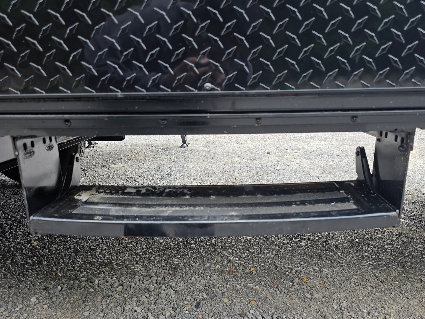 8.5' x 22' Black Deckover Mobile Stage Trailer with Blackout Package Entry step picture 