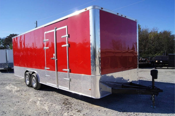 Enclosed Trailer 8.5' x 24' Red Equipment Hauler (2) 7,000 lb Axles Storage - SLE Equipment - 2