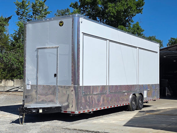 8.5' x 30' Concession Food Event Bar Trailer Front right angle picture 