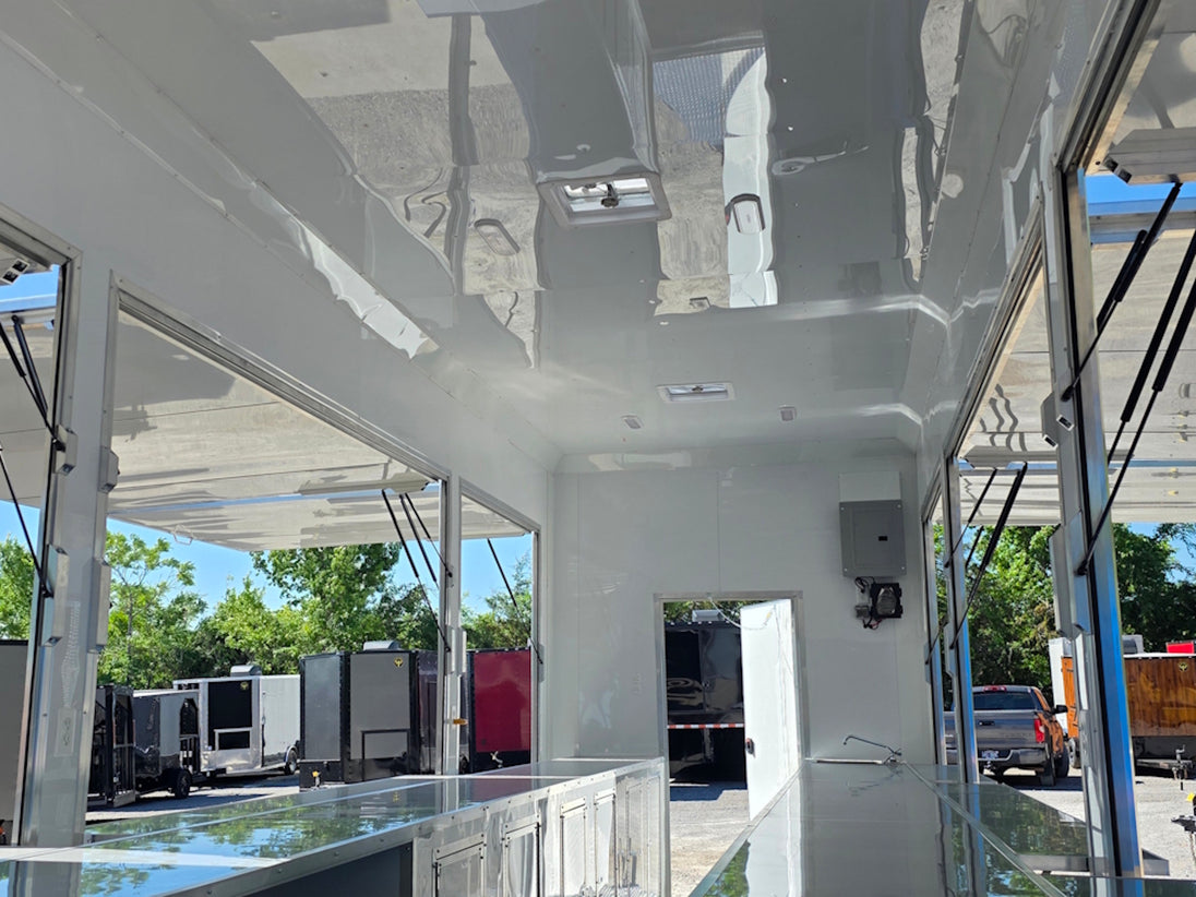 8.5' x 30' Concession Food Event Bar Trailer Interior back right angle view 