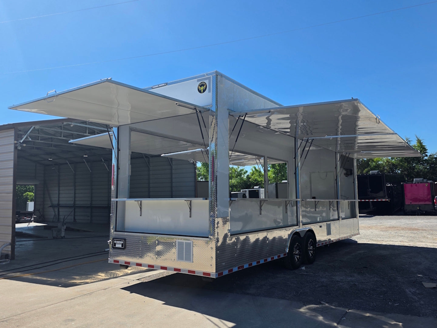 8.5' x 30' Concession Food Event Bar Trailer Open back right angle picture 