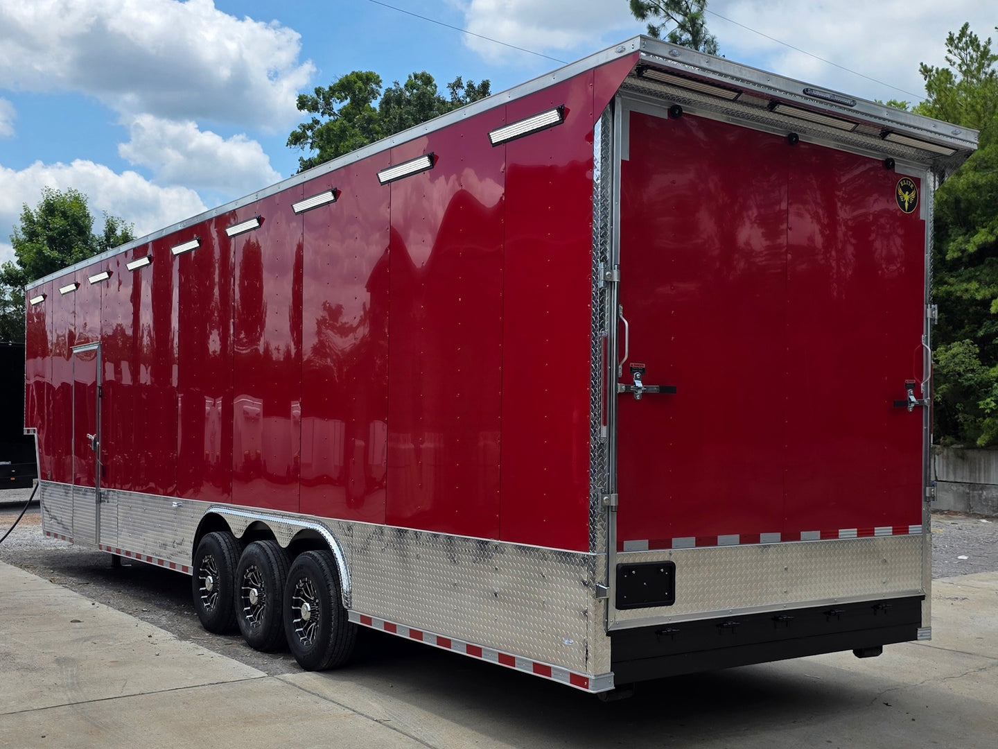 8.5' x 40' Gooseneck Display Merchandise Concession Trailer Back left angle picture 