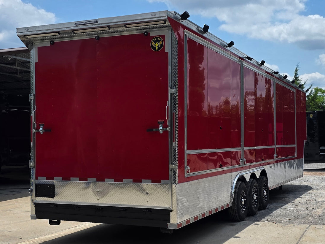 8.5' x 40' Gooseneck Display Merchandise Concession Trailer Back right angle picture 