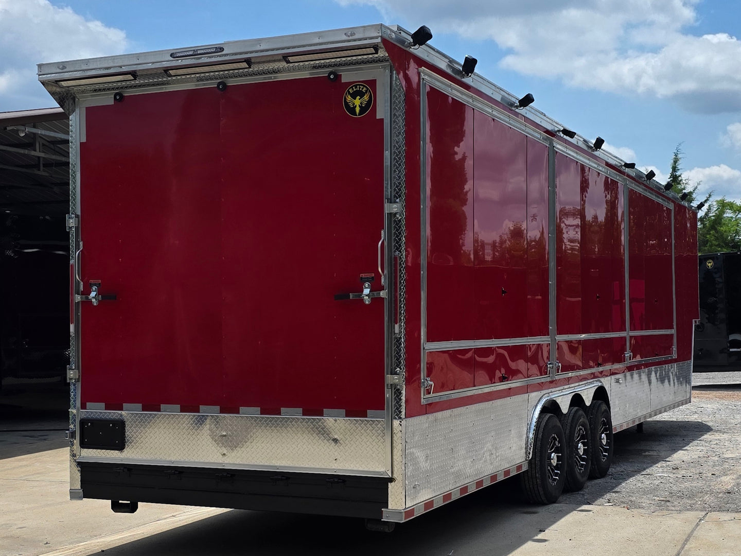 8.5' x 40' Gooseneck Display Merchandise Concession Trailer Back right angle picture 