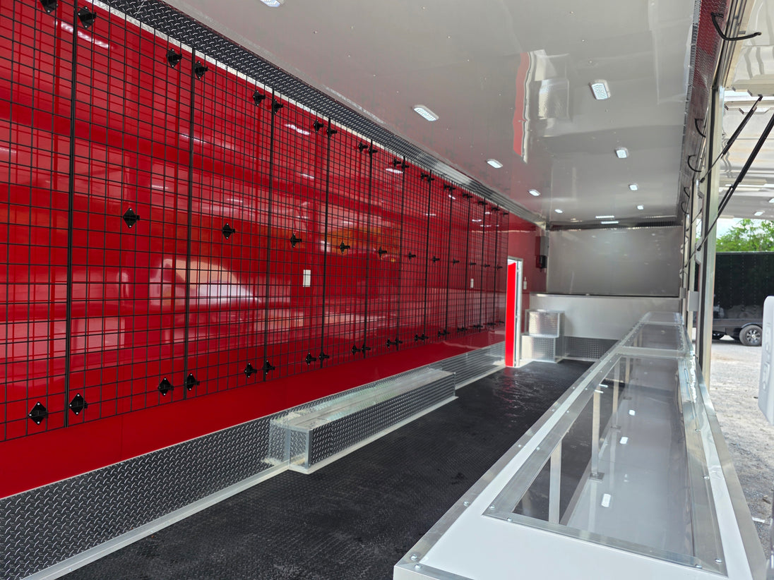 8.5' x 40' Gooseneck Display Merchandise Concession Trailer Interior back right angle picture 