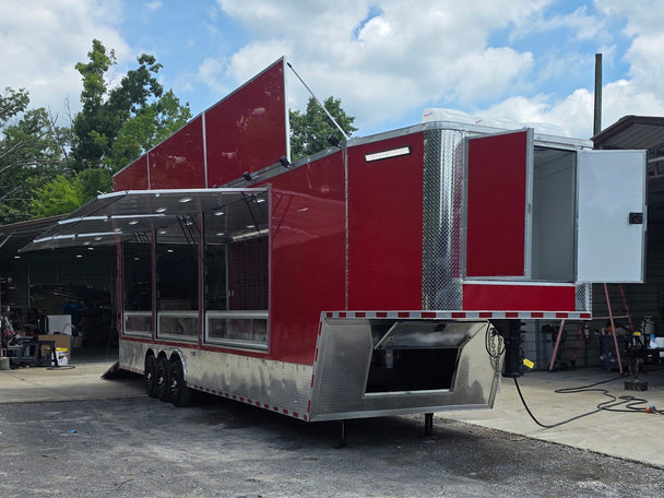 8.5' x 40' Gooseneck Display Merchandise Concession Trailer Front left angle picture 