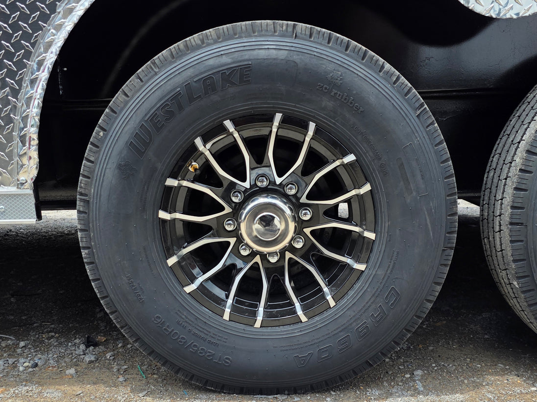 8.5' x 40' Gooseneck Display Merchandise Concession Trailer Wheel picture 