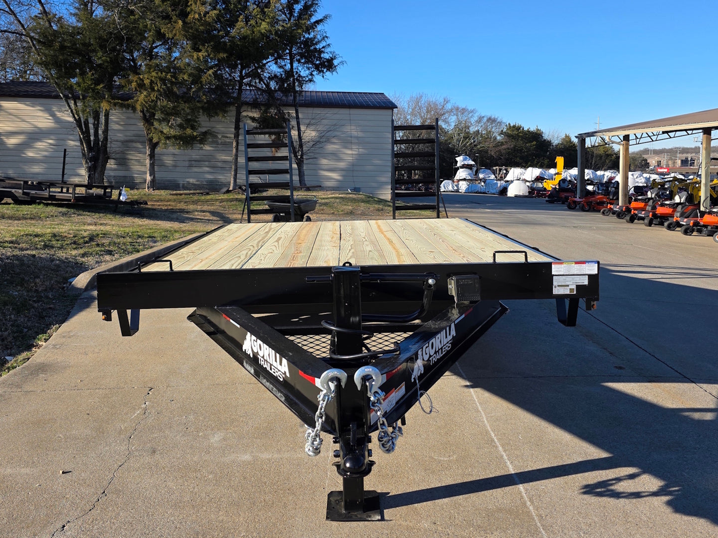 8.5x16 I-Beam Deckover Trailer (2) 7K Axles Stand-Up Ramps 14K GVWR front straight picture 