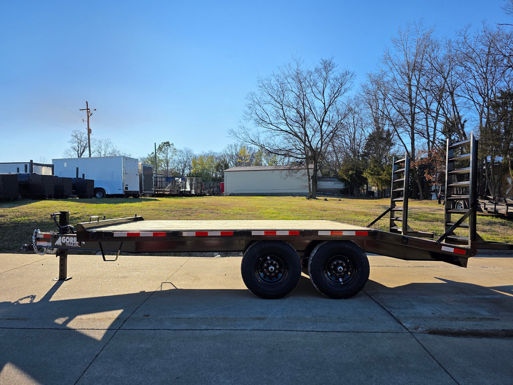 8.5x16 I-Beam Deckover Trailer (2) 7K Axles Stand-Up Ramps 14K GVWR