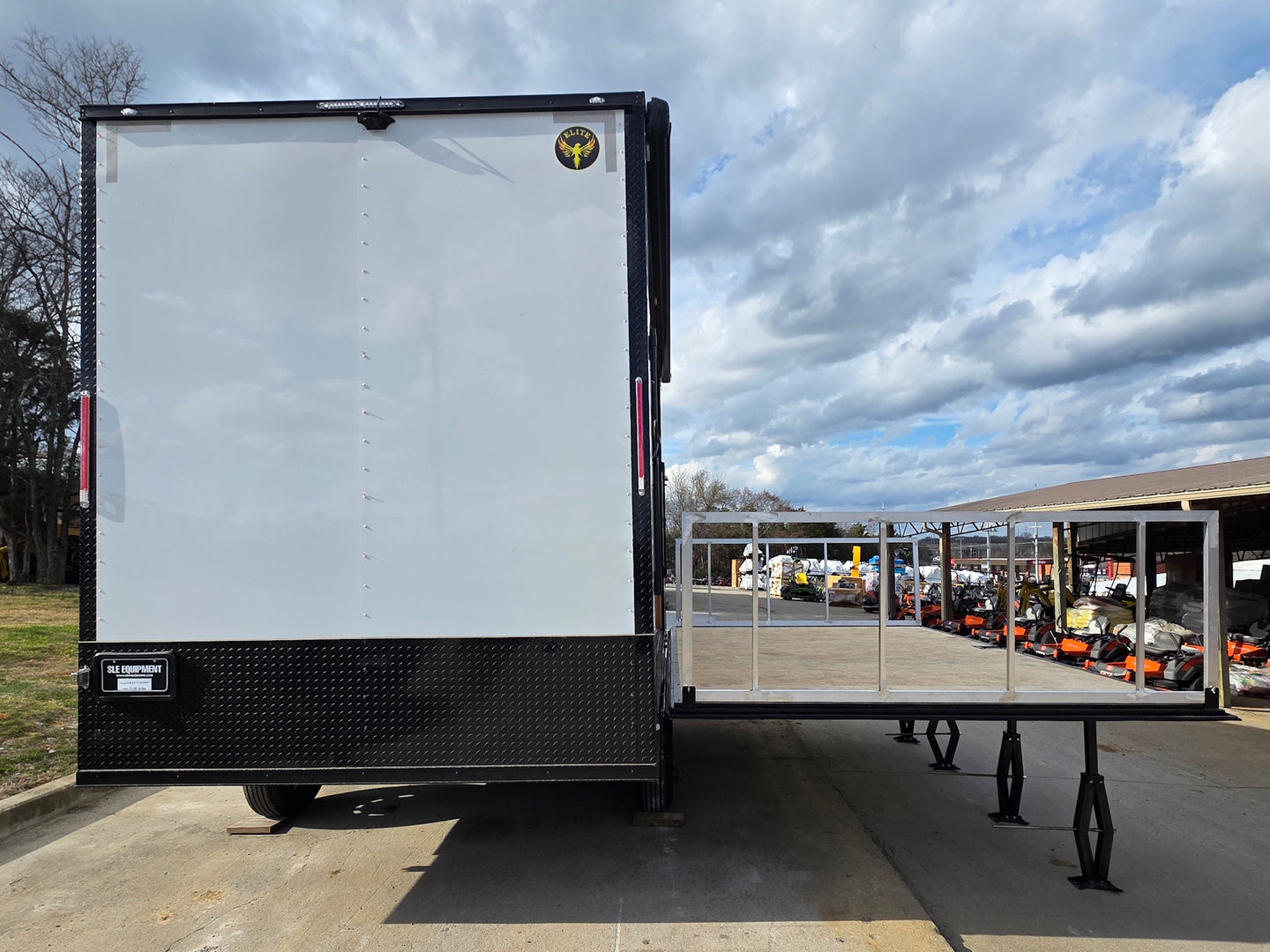 8.5x16 white w/ blackout stage stage down rear picture 