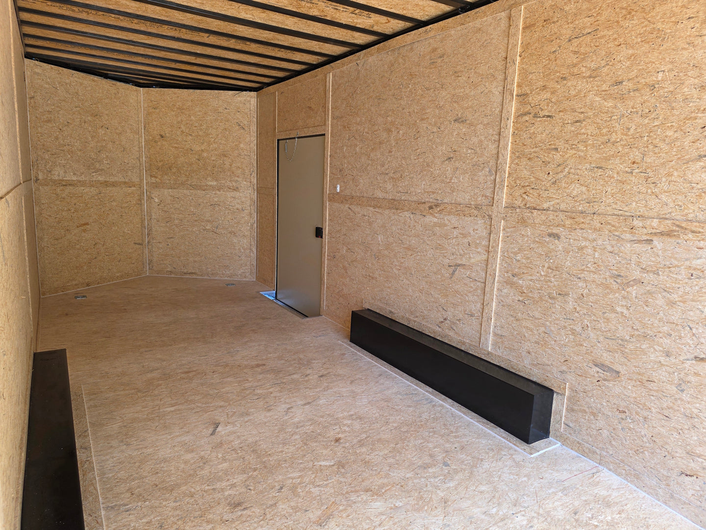 8.5x20 Charcoal Enclosed Trailer with Blackout Package (2) 5200lb Axles Storage Interior back left angle picture 