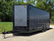 8.5x20 Charcoal Enclosed Trailer with Blackout Package (2) 5200lb Axles Storage Open front right angle picture 