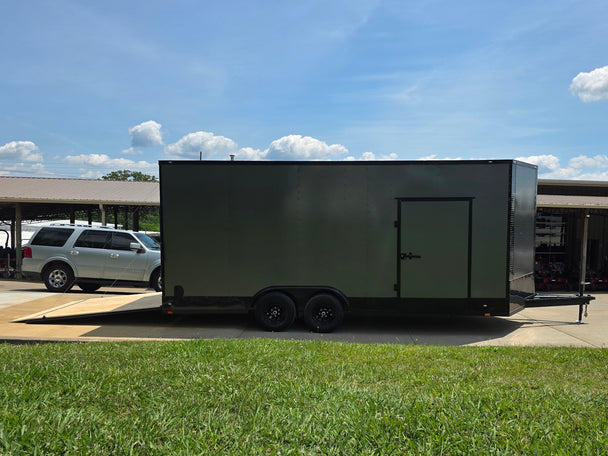 8.5x20 Charcoal Enclosed Trailer with Blackout Package (2) 5200lb Axles Storage Open left side picture