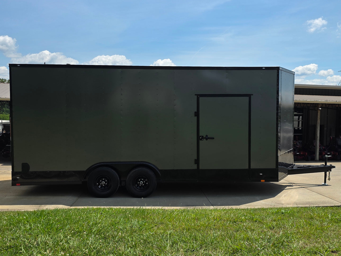 8.5x20 Charcoal Enclosed Trailer with Blackout Package (2) 5200lb Axles Storage left side picture 