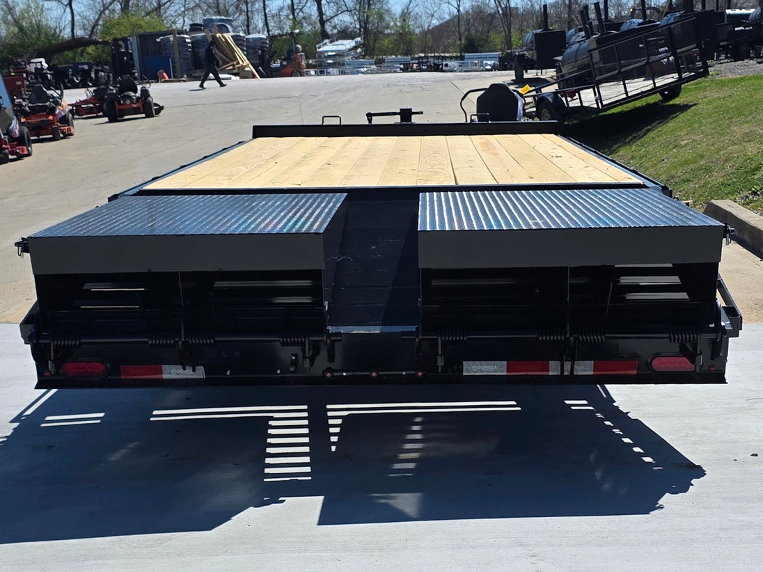 8.5x20 I Beam Deck over Dovetail Equipment Trailer 2-7k Axles with King Kong Ramps back side picture 