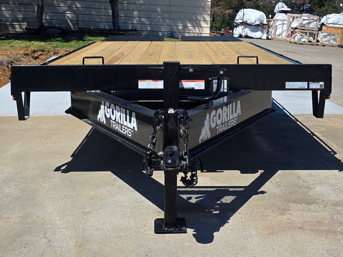 8.5x20 I Beam Deck over Dovetail Equipment Trailer 2-7k Axles with King Kong Ramps Front side picture 
