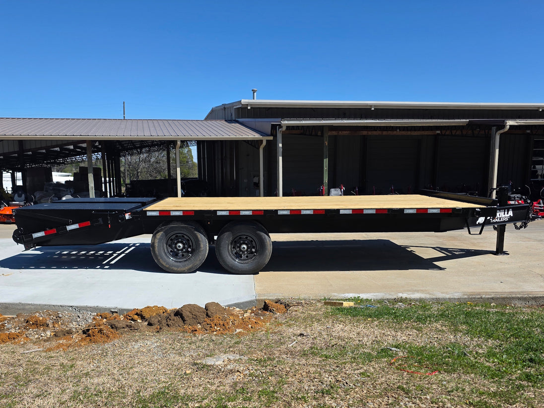 8.5x20 I Beam Deck over Dovetail Equipment Trailer 2-7k Axles with King Kong Ramps Left side picture 