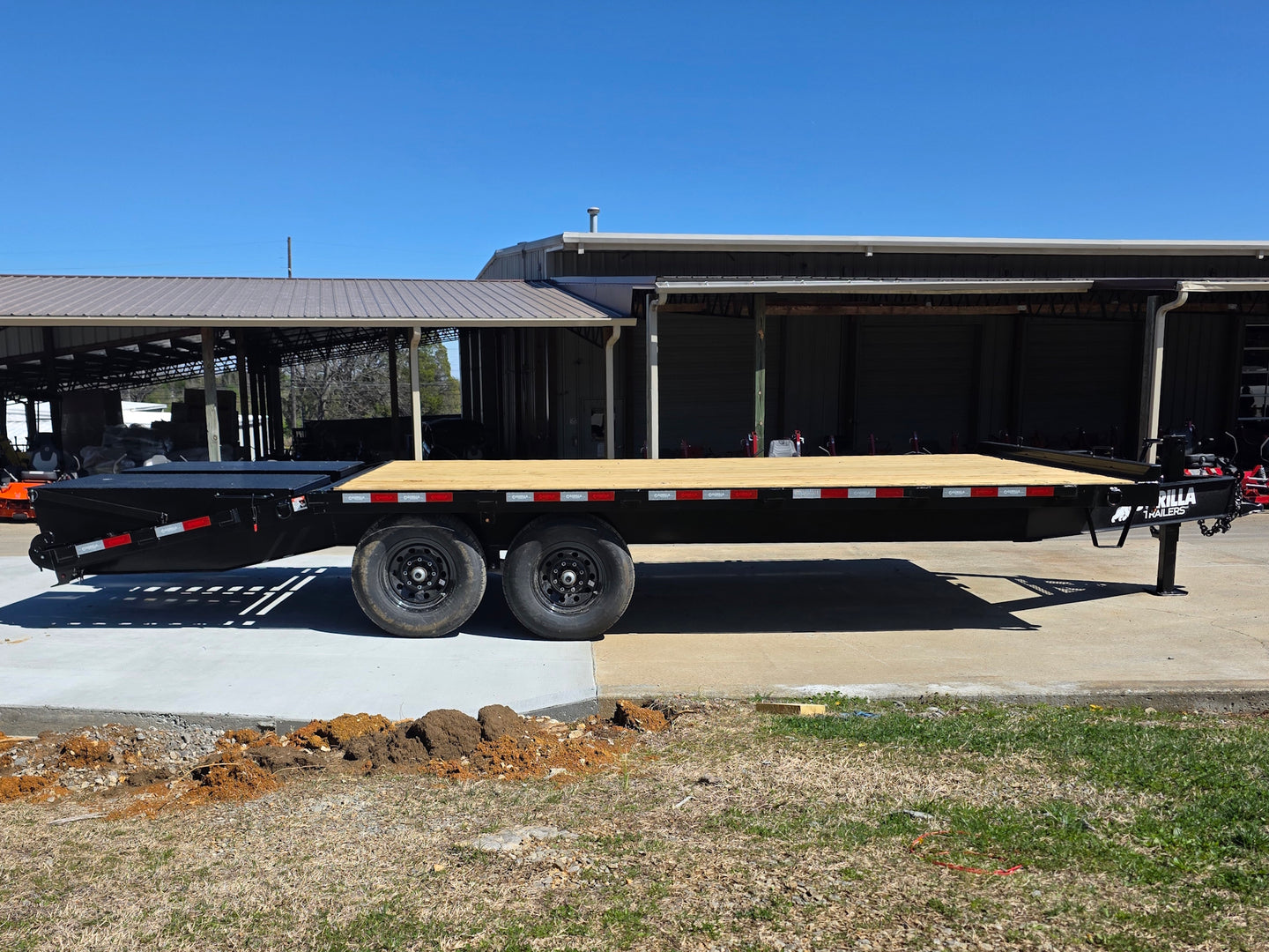 8.5x20 I Beam Deck over Dovetail Equipment Trailer 2-7k Axles with King Kong Ramps Left side picture 