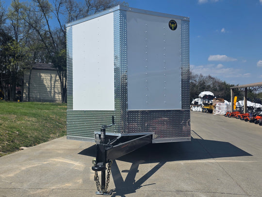 8.5x20 White Enclosed Hybrid Utility Trailer (2) 7,000lb Axles Front side picture 