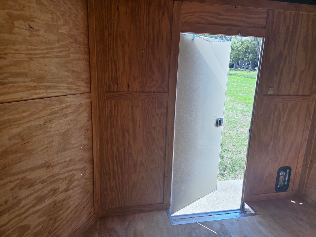 8.5x20 White Enclosed Hybrid Utility Trailer (2) 7,000lb Axles Interior front right angle picture 