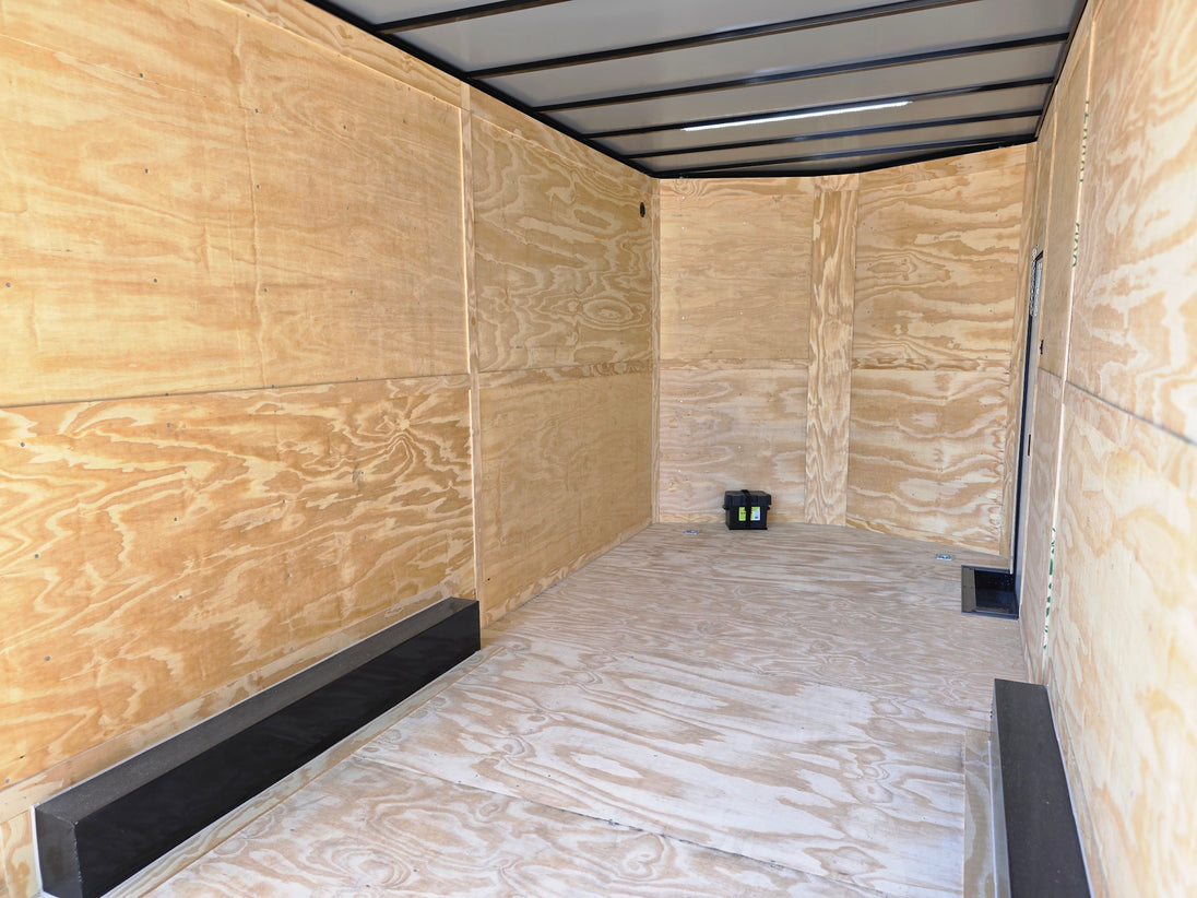 8.5x20 White With Blackout Package 2-5200lb axles Interior back right-angle picture 