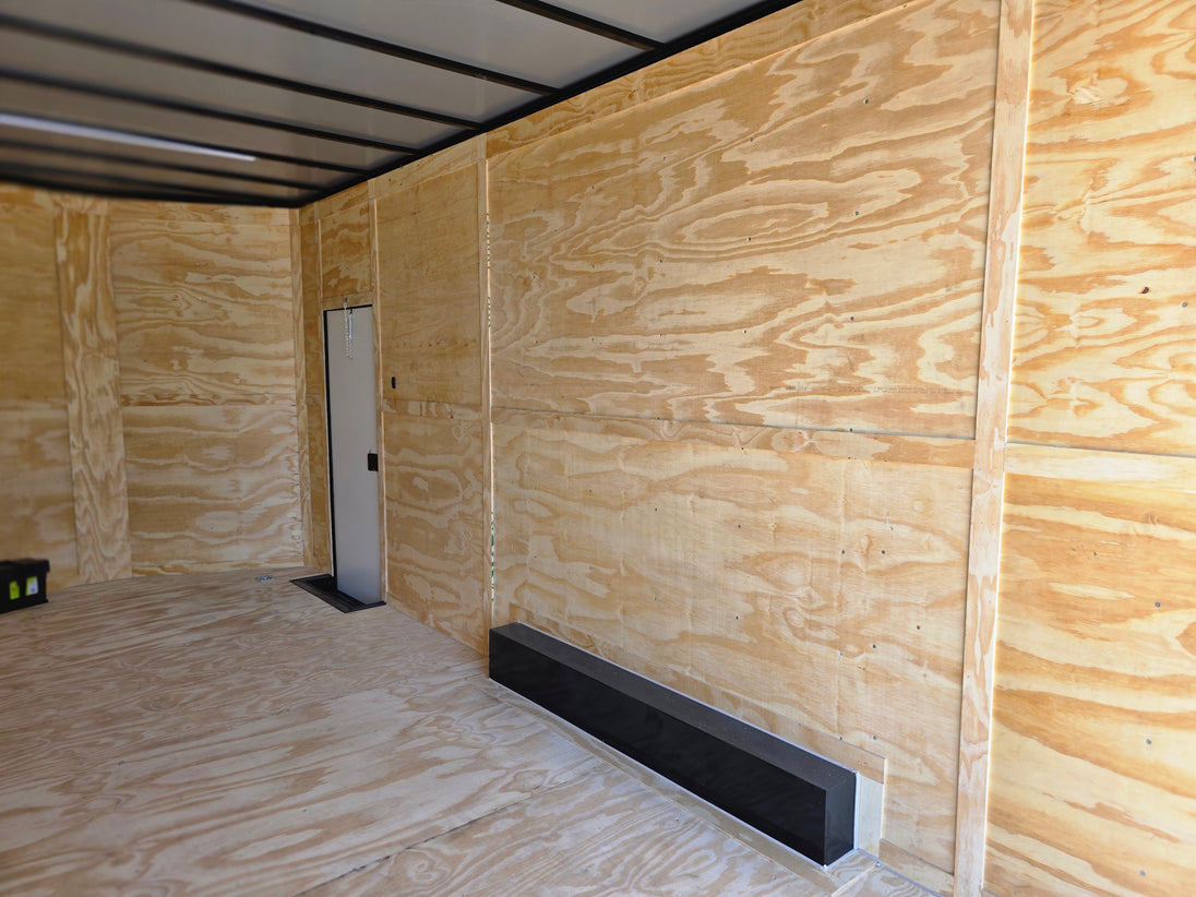 8.5x20 White With Blackout Package 2-5200lb axles Interior back left angle picture 