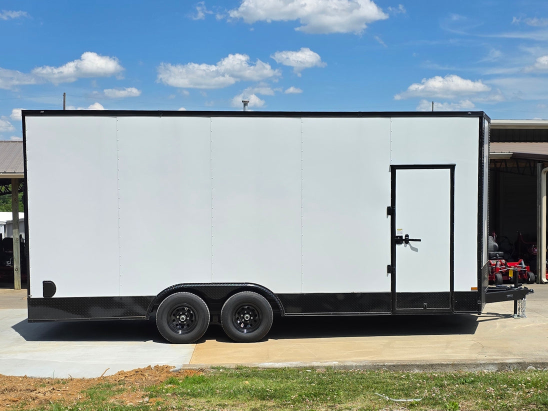 8.5x20 White With Blackout Package 2-5200lb axles left side picture 