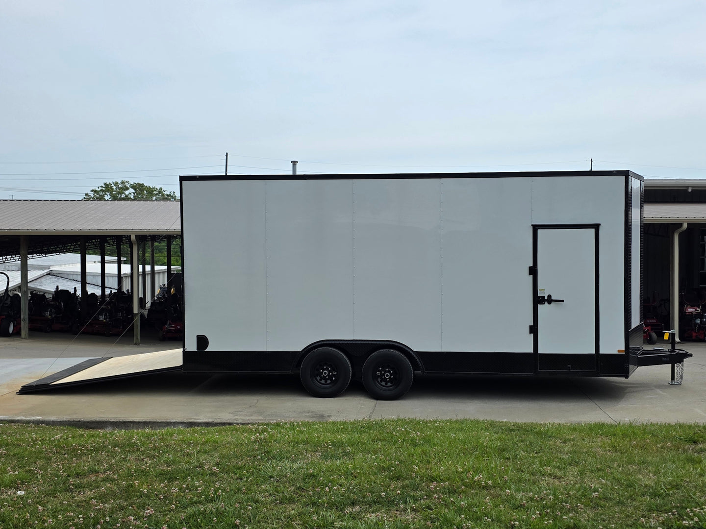 8.5x20 White With Blackout Package 2-5200lb axles Open left side picture 