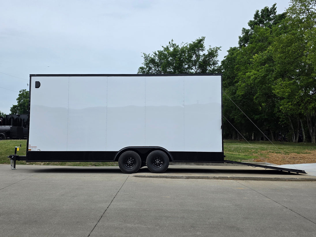 8.5x20 White With Blackout Package 2-5200lb axles Open right side picture 
