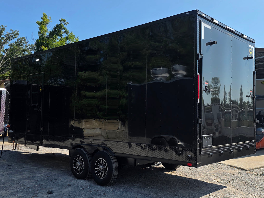 8.5x24 Black Stage trailer-34619 Back left angle picture 