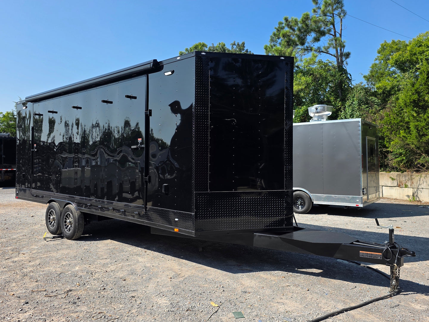 8.5x24 Black Stage trailer-34619 Front left angle picture