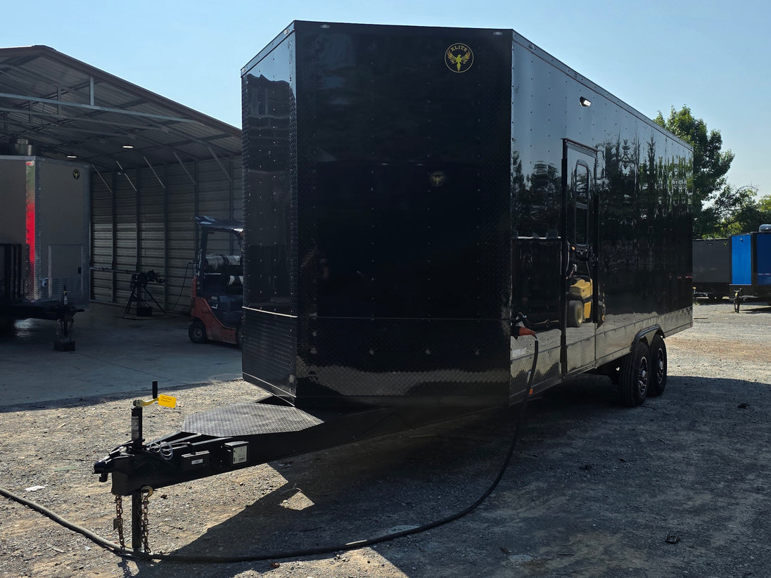 8.5x24 Black Stage trailer-34619 Front right angle picture 