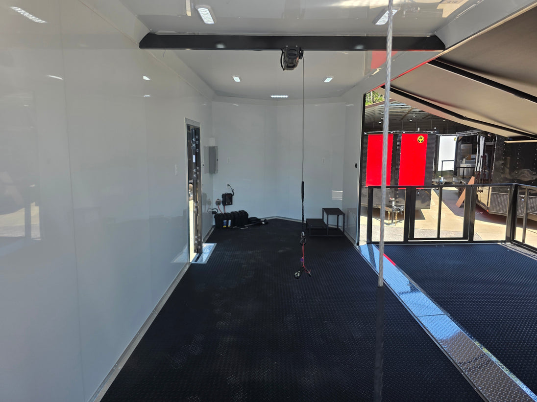 8.5x24 Black Stage trailer-34619 Interior back side picture 