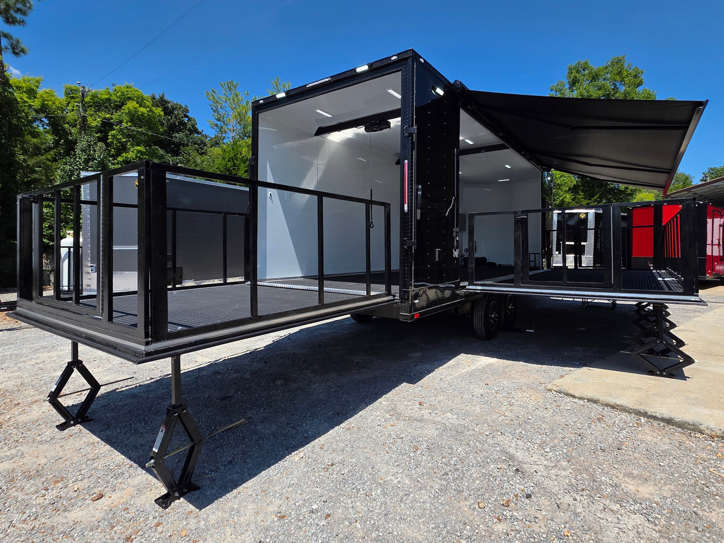 8.5x24 Black Stage trailer-34619 Open back right angle picture 