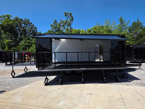 8.5x24 Black Stage trailer-34619 Open left angle picture