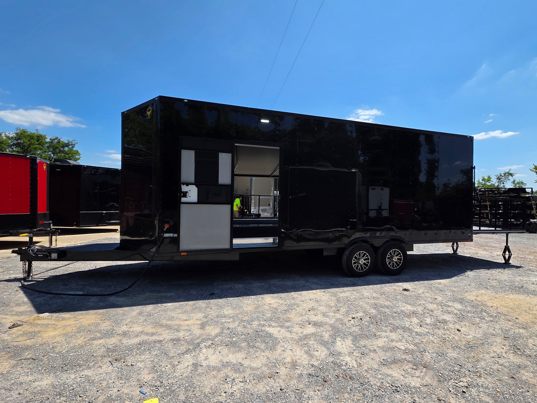 8.5x24 Black Stage trailer-34619 Open right side picture 