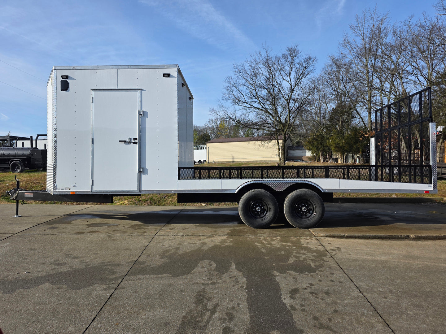 8.5x24 Hybrid White Enclosed V-Nose Trailer (2) 7000lb Axles right side view picture 