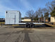8.5x24 Hybrid White Enclosed V-Nose Trailer (2) 7000lb Axles right side view picture with ramp down 