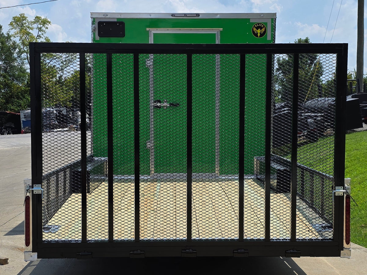 8.5x24 Lime Green Enclosed Hybrid (2) 7,000lb axles Back side picture 