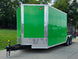 8.5x24 Lime Green Enclosed Hybrid (2) 7,000lb axles Front right angle picture 